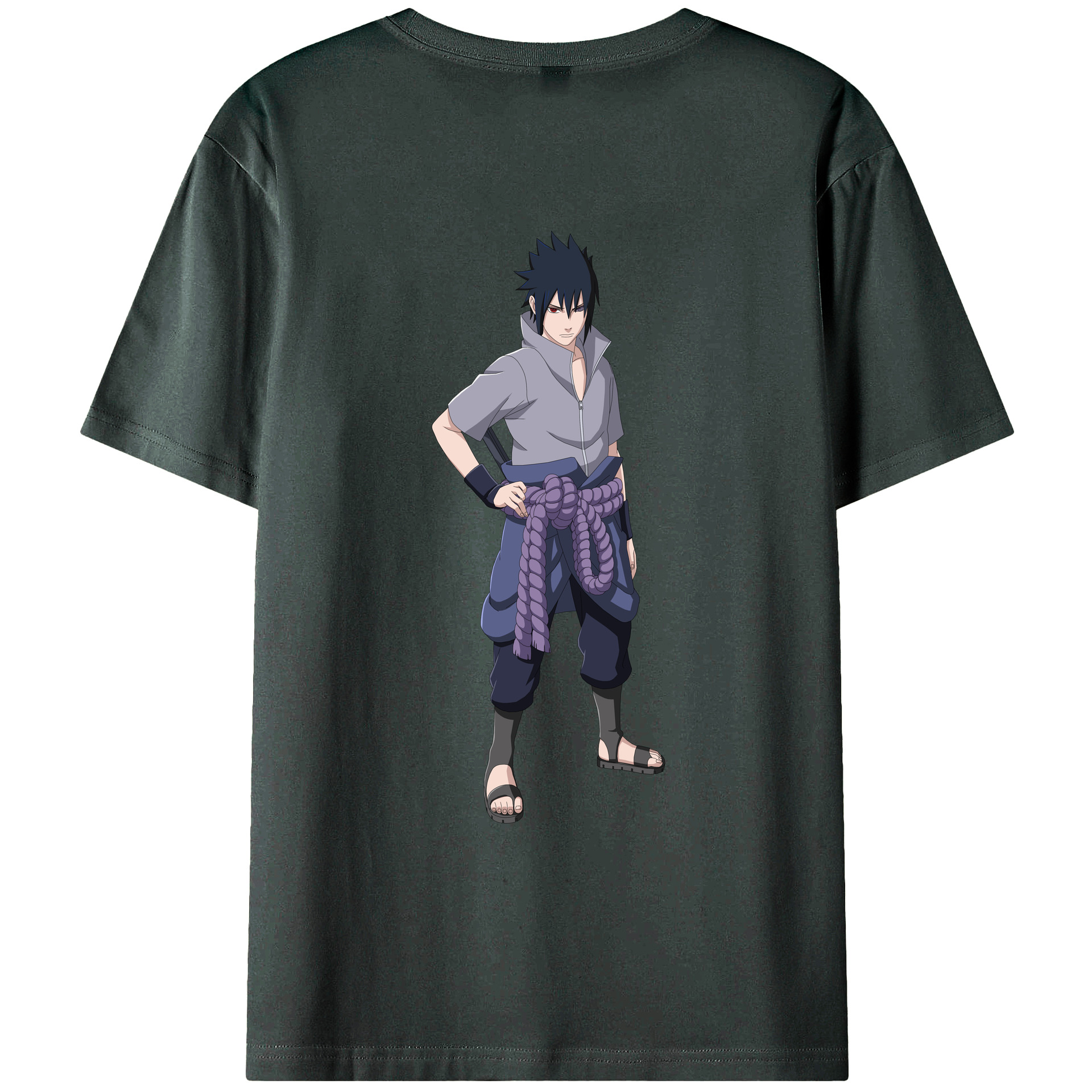 （画像用） NARUTO -ナルト- うちは サスケ Uchiha Sasuke 綿100％ メンズ半袖Tシャツ（バックプリント） 通気性
